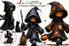 Whimsical Halloween Clipart, Whimsical Halloween Pumpkin PNG Product Image 1