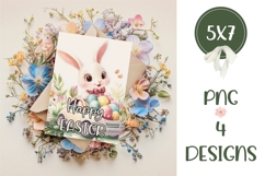 Happy Easter Card Printable, Floral Easter Car Greeting Card Product Image 2