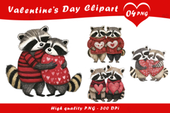 Valentine Day Raccoon Love Clipart PNG Product Image 1