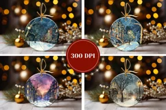 Watercolor Christmas Ornaments, Christmas Town Ornament Product Image 2