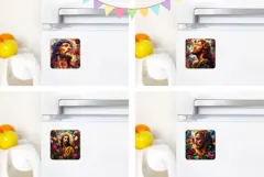 Stained Glass Jesus Christ Magnet, Floral Christian Magnet Product Image 2