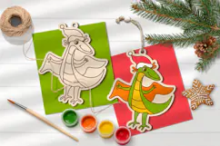 Festive Flying Dino Christmas Ornament Laser Glowforge Product Image 3