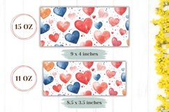Colorful Love Hearts Mug Wrap, Cartoon Hearts Mug Template Product Image 2