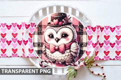 Valentine Owl Round Sign Sublimation - Valentine Clipart PNG Product Image 1