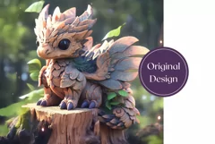 3D Dragon Tumbler Wrap, Wooden Dragon 3D Sublimation PNG Product Image 2