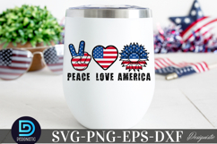 Peace Love America SVG, 4th July Sunflower SVG Product Image 3