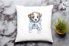 Watercolor Astronaut Puppy Clipart Sublimation PNG Product Image 2