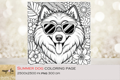 Summer Dog Coloring Page - Cute Dog in Sunglasses Printable Product Image 1