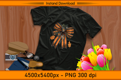 Halloween Orange and Black Bow with Flowers PNG Product Image 2