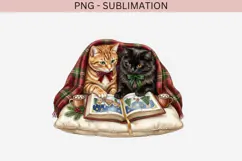 Christmas bookish cat png design for T-shirts Product Image 2