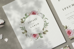 elegant wedding invitation card with roses flower wreath Product Image 5