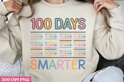 100 Days Smarter PNG, 100 Days Of School Sublimation PNG Product Image 1
