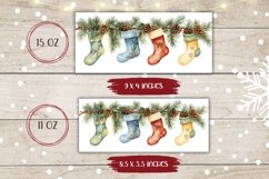 Watercolor Christmas Mug Wrap, Winter Socks Mug Design Product Image 2