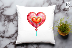 Valentine Heart Lollipop Candy PNG Product Image 3