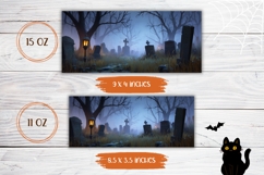 Spooky Halloween Coffee Mug Wrap, Halloween Cemetery Mug Product Image 2