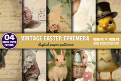 Vintage Easter Ephemera Digital Paper PNG Product Image 1