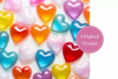 3d Glass Hearts Tumbler Design, Valentine's Day Tumbler Wrap Product Image 2