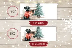 Watercolor Christmas Dog Mug, Christmas Fireplace Mug PNG Product Image 2