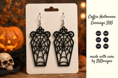 Coffin Halloween Earrings SVG -Laser Cut Spooky Earring Product Image 1