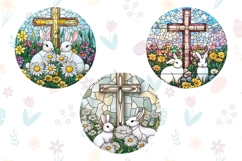 Stained Glass Cross Keychain Designs, Easter Cross PNG Product Image 2