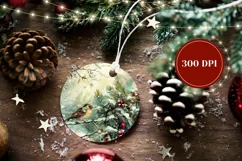 Watercolor Christmas Ornament, Christmas Bird Ornament PNG Product Image 2