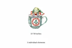 Watercolor Christmas gnome in tea mug, Gnome PNG Product Image 2