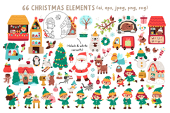 Christmas village clipart, patterns, scenes and designs kit Product Image 2