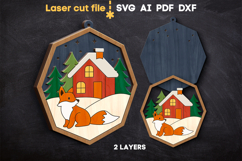 Fox Christmas Ornament SVG laser cut files for Glowforge Product Image 2