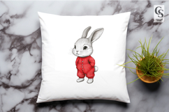 Cute Bunny in Red Outfit Clipart Sublimation PNG Product Image 3