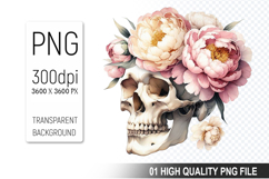 Cute Skull Clipart PNG, Valentine&#039;s Day Animal PNG File Product Image 1