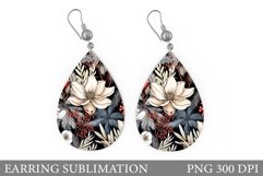 Flowers Teardrop Earring. Flowers Sublimation Earring Product Image 1