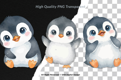 15 Bundle Watercolor Cute Penguin Baby Kids Ice White Animal Product Image 2