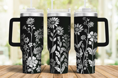 40oz Tumbler laser svg, Wildflowers pattern wrap Product Image 1