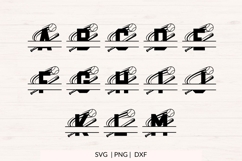 Baseball Split Monogram SVG Bundle 26 Letters Product Image 2