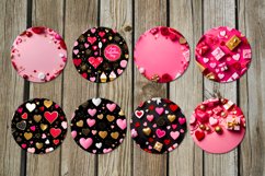 3d Valentine hearts | Black &amp; pink Sublimation round earring Product Image 2