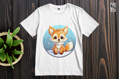 Cute Winter Fox Scarf Animal Clipart Sublimation PNG Product Image 2
