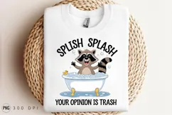 Raccoon Splish Splash In Bathtub Sublimation Png