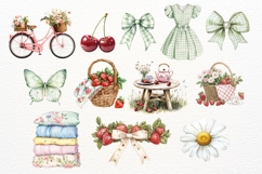 Green Picnic Girl Clipart 15 PNG, Summer Fashion Watercolor Product Image 2