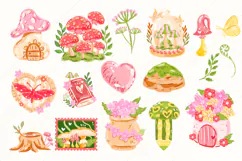 Mushroom Clipart PNG SVG Cute Cottagecore Mushroom Butterfly Product Image 2