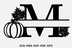 Pumpkin and maple Monogram split Letters SVG, Thanksgiving Product Image 2