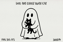 Cute Line Art Doodle Ghost Clipart | Halloween PNG SVG EPS Product Image 1