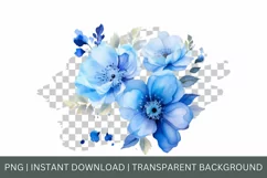 Watercolor Blue flowers, Floral clipart, Botanical Clipart Product Image 2