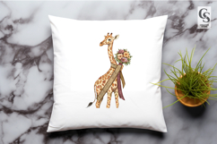 Giraffe With Flowers Watercolor Clipart Sublimation PNG Product Image 3