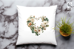 Neutral Eucalyptus Floral Heart Clipart Sublimation PNG Product Image 3