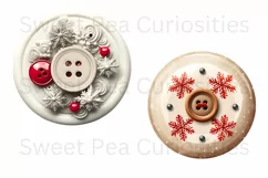 Christmas, Buttons, Ephemera, PNG, watercolor, Clipart Product Image 2