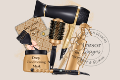Luxury Hair Salon Sublimation PNG Black Gold Design Clipart Product Image 1
