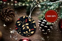 Floral Christmas Gift Tag PNG, Christmas Ornament Print Product Image 2