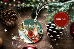 Santa Claus Ornament Design, Christmas Round Ornament PNG Product Image 2