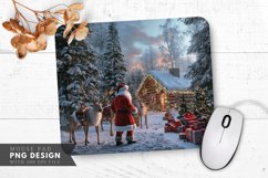 Santa&#039;s Snowy Forest Scene Mouse Pad PNG Design Product Image 1