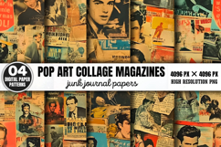 Pop Art Collage Magazines Journal Paper Bundle PNG Product Image 3